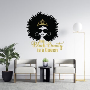 African Woman Wall Decal African Girl Wall Sticker Quote Beauty Salon Wall Art AF7