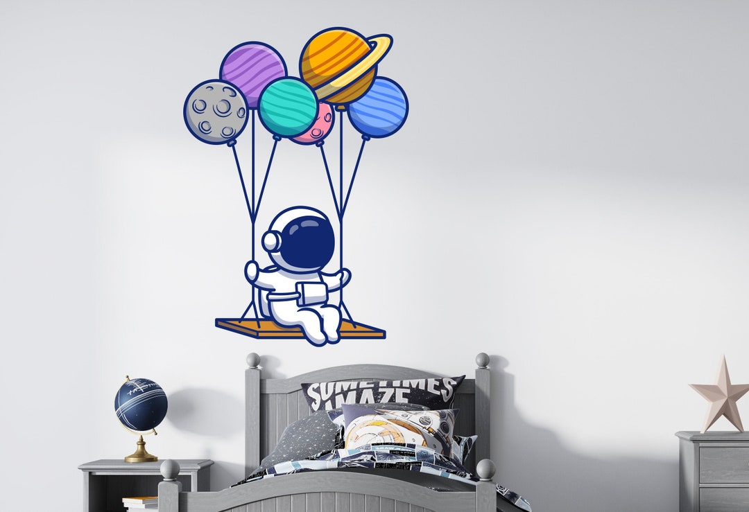 Astronaut Wall Decal Outer Space Wall Decor for Kids Bedroom Astronaut ...