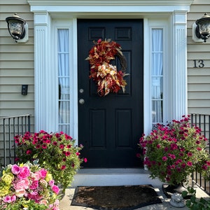 Maple Leaf Fall Wreath With Bow: 22-inch Autumn Door Decor - Etsy