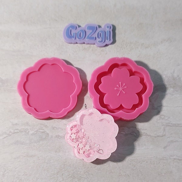 Choose size +Free EZ shaker Top silicone mold pendant charm Made to order (use uv resin as glue no plastic sheet need) Sakura cherry blossom