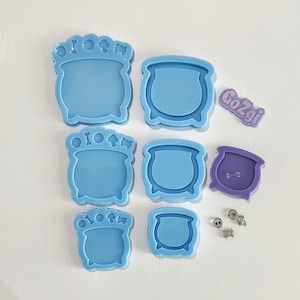 Choose size +Free EZ Top and bits Cauldron shaker silicone mold silicone mold pendant keychain made to order resin kawaii witch pot mold