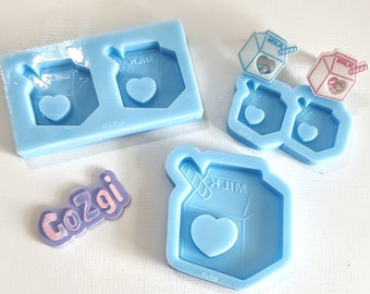 Choose size Carton Milk shaker silicone mold kawaii silicone mold jewelery making pendant charms Keychain phone handmade made to order resin