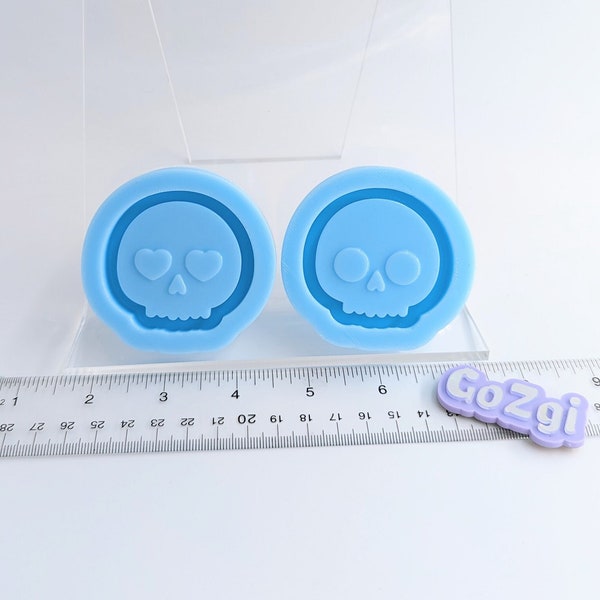 Choose Skull head shaker cute 2 inch silicone mold hearts eyes or circle eyes for jewelery making DIY pendant made to order 4 resin 3D print