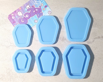 Choose size +Free EZ shaker top Coffin silicone mold DIY resin jewelery making pendant charm (No need plastic sheet) Handmade Made to order