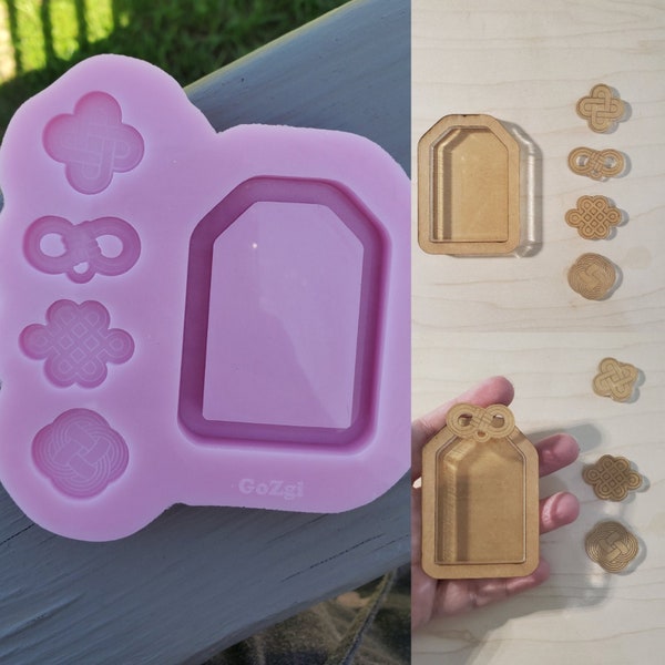 OMAMORI shaker set con nudos de bendición joyería haciendo shaker DIY hecho a pedido para molde de resina kawaii molde de silicona japonés y chino