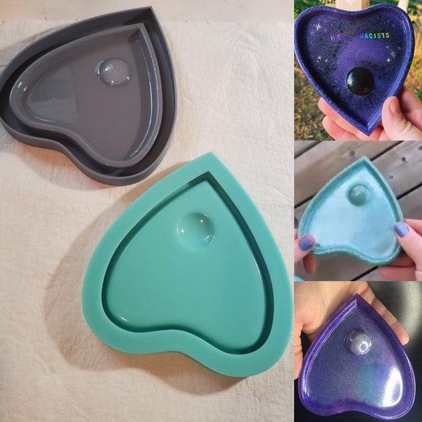 Planchette Trinket Tablett Schale 5 Zoll Ouija Tablett glänzend abgerundet abgewinkelt Silikonform kleine Planke große SilokonForm 3D Design für Resin Epoxyd