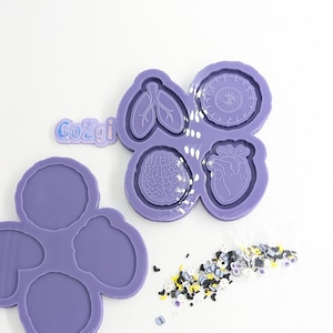 4 Anatomy +Free EZ Top silicone mold pendant made to order (uv resin glue) no plastic sheet need. spooky body parts set shakers pallet