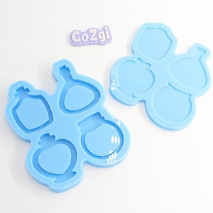 4 bottle shakers +Free EZ Top silicone mold pendant charm Keychain made to order (uv resin glue) no plastic sheet need. Jar shaker pallet
