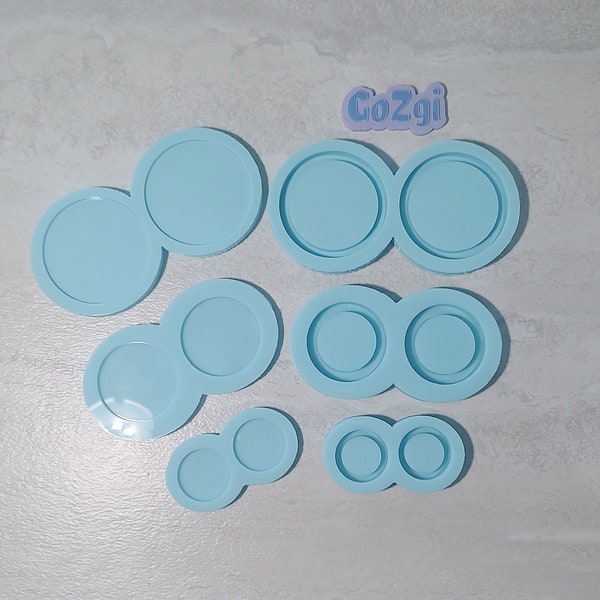 Choose size +Free EZ shaker Top silicone mold pair Circle shaker set mold grip pendant earrings (no plastic sheet needed Made to order resin