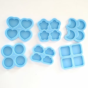 1.5 inch Badge reel Grip size silicone mold pallet set of 4 each Made to order. 1.5 inch Charms silicone molds heart star moon cloud square