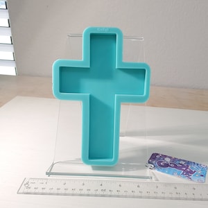 Big and thick cross 7 inch and almost 1/2 inch thick wall decor shiny finish silicone mould acrylic shiny DIY Cross silicone mould 4 resin