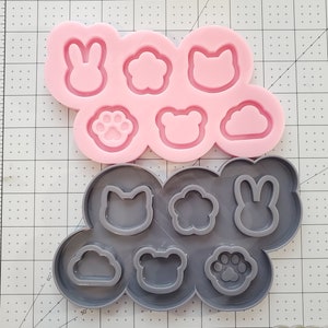 Grip pallet 6 shakers silicone mold Bunny cat flower cloud bear paw pendant charm Keychain phone grip made to order resin epoxy Cubby kawaii