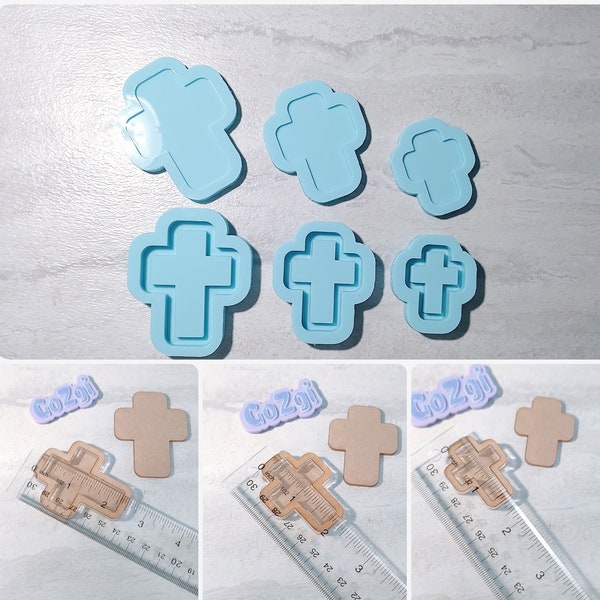 Choose size +Free EZ shaker Top silicone mold Cross mold DIY resin jewelery making pendant charm No need plastic film Handmade Made to order