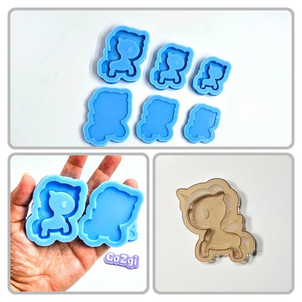 Choose size +Free EZ shaker Top silicone mold Unicorn DIY cute resin jewelry making pendant charm No need plastic Handmade Made to order