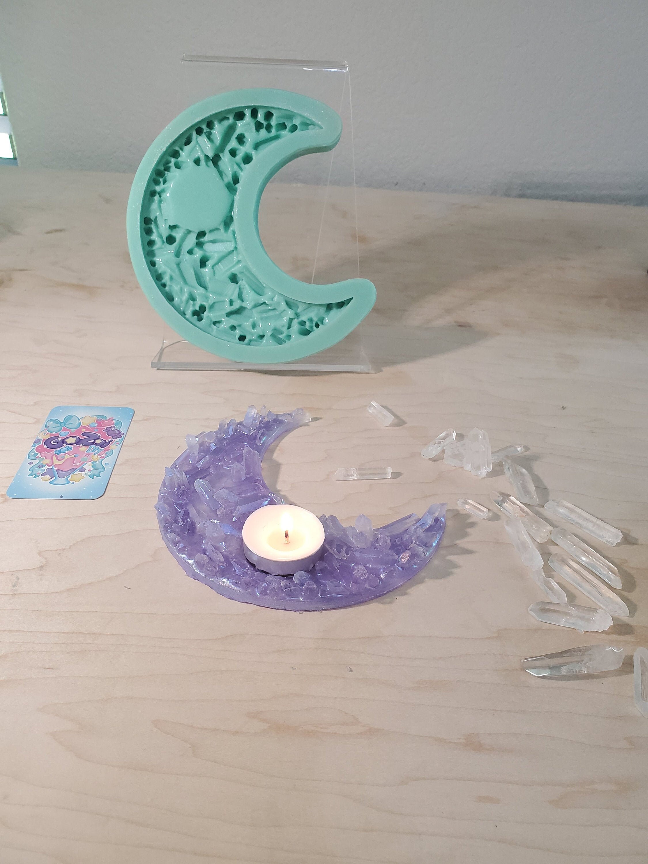 Crystal moon candle holder 6 inch spritual stand Tealight Etsy