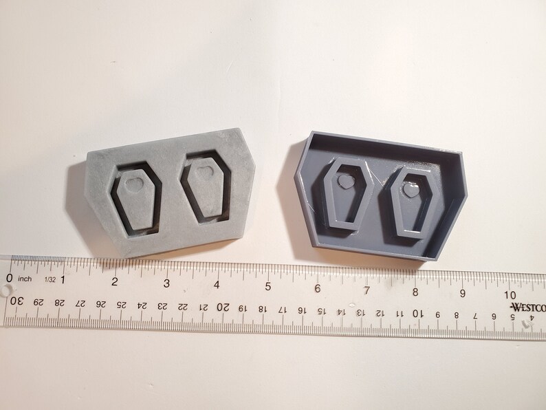 Coffin Set 2 mini earrings silicone mold grip shaker 1.5in for jewelery making DIY pendant charm phone made to order for resin 3D print item