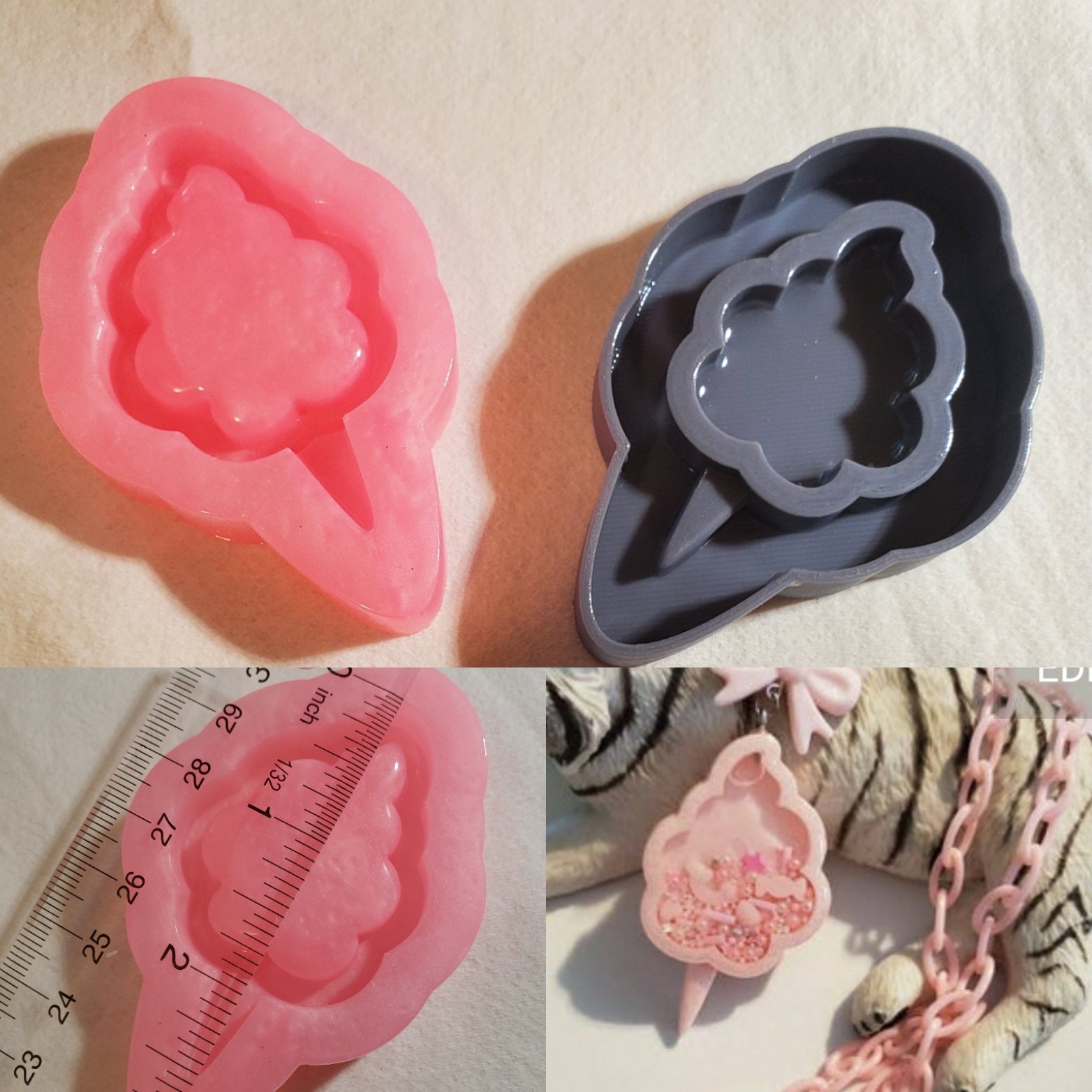 Cotton Candy Silicone Mold Shaker Jewelery Making Pendant Etsy