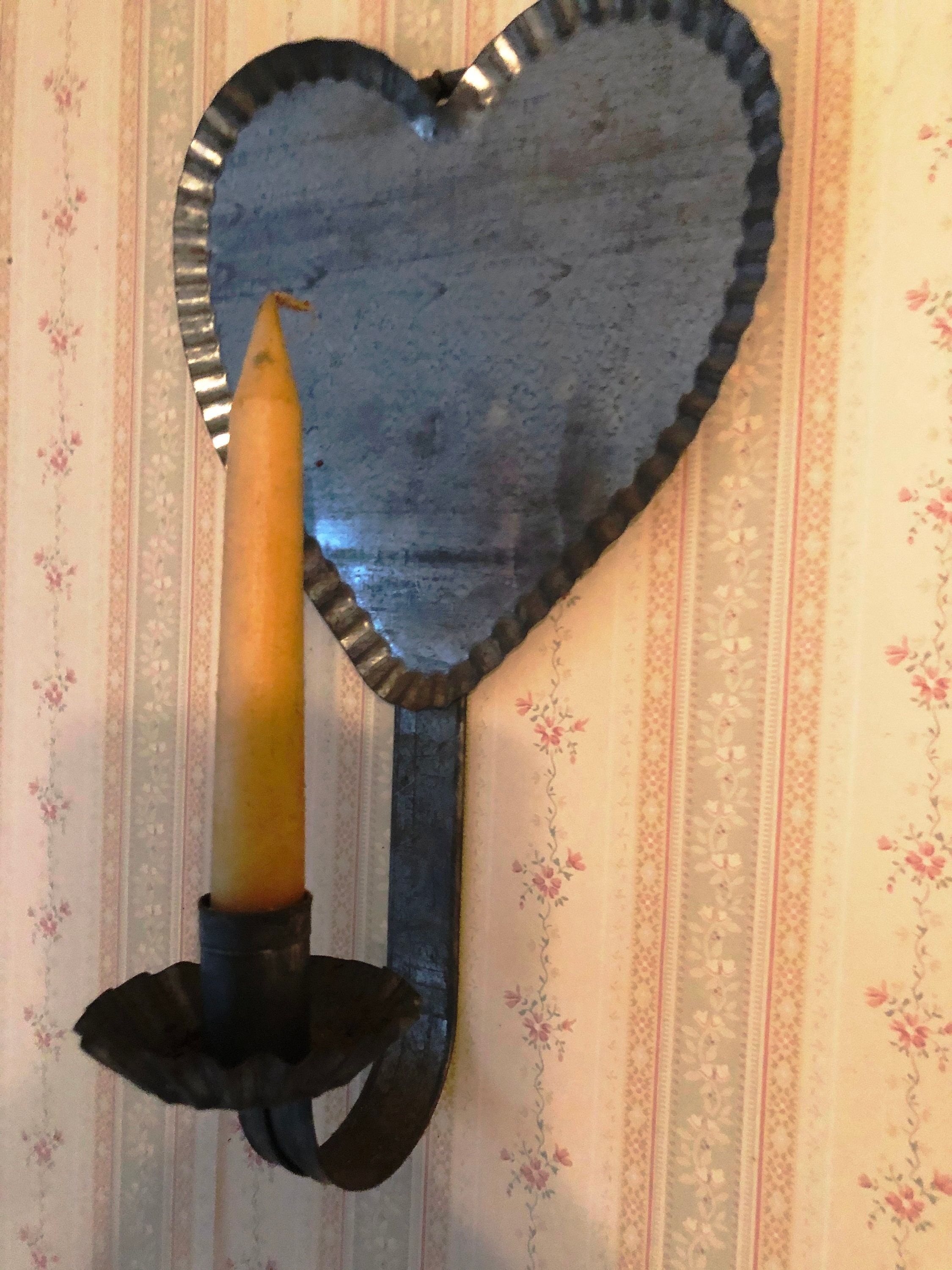 Vintage Metal Heart Shaped Candle Holder with Candle Etsy