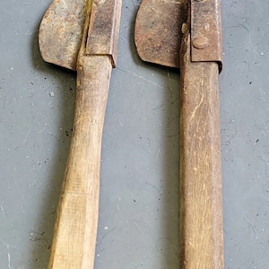 2)Pair Primitive Sugar Cane, Corn, Tobacco Antique Cutter Blades 20&quot;