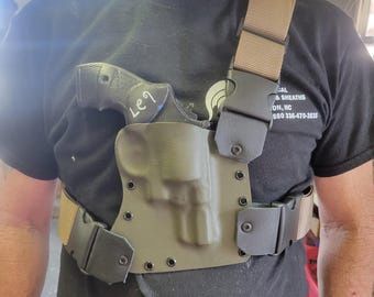 Charter Arms PitBull 9mm and 38 Chest Sling & Holster 2" mil-spec webbing/buckles/thread Universal Adjustable fit