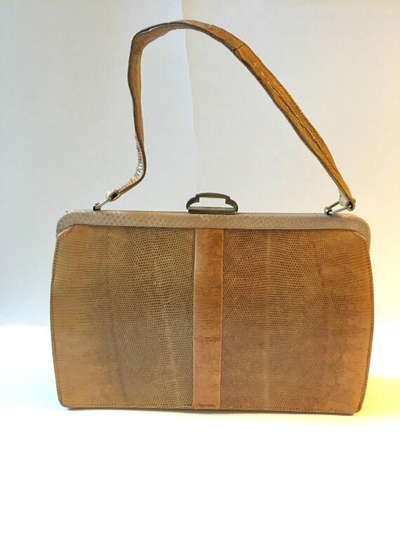 Vintage 40s/50s Mappin and Webb pale tan lizard sk