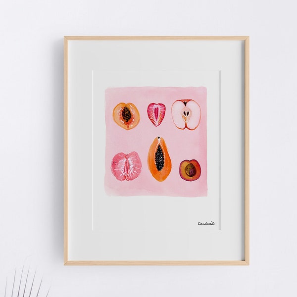 Sliced Feminine Fruit. Signed Art Print