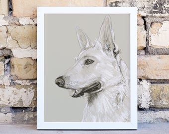 German Shepherd Dog. Signed Art Print