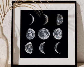 Moon Phases painting. Signed Art Print