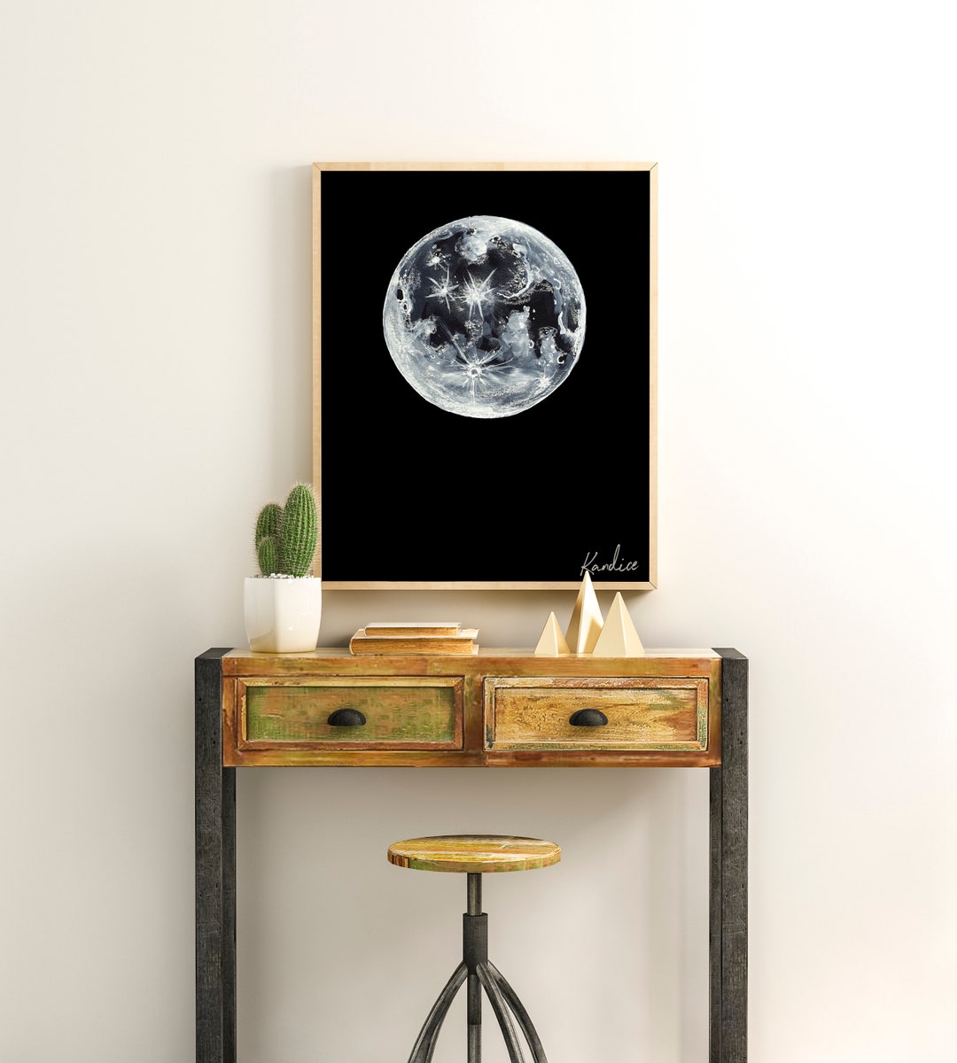 Full Moon Watercolor Art Print | Mystical Night Sky Decor | Signed ...