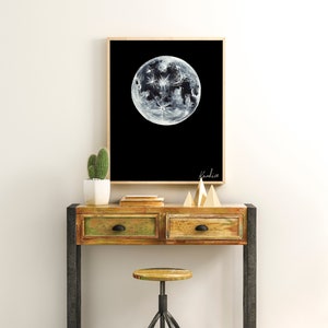 Celestial Full Moon Watercolor Print