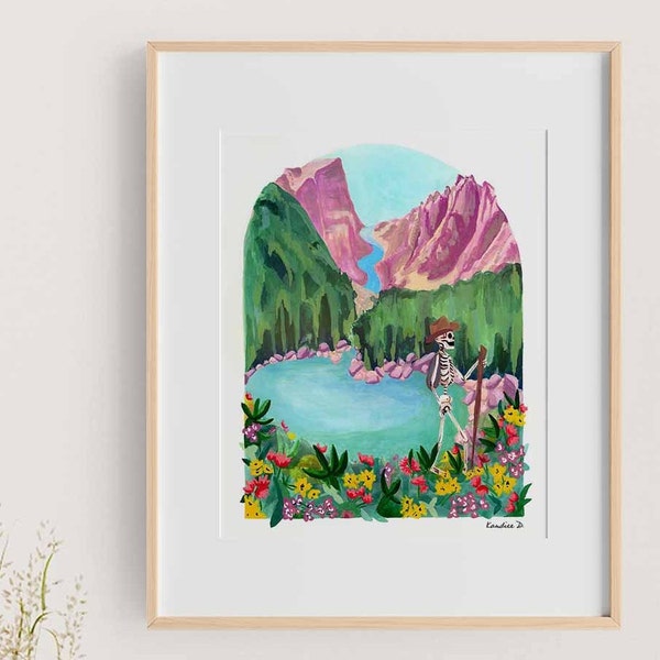 Colorado Mountain Valley w/Hiker. Signed Art Print