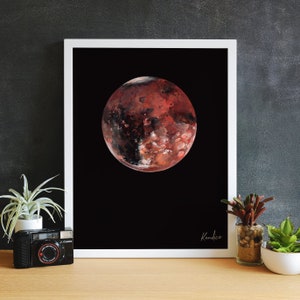 Red Planet Watercolor Painting. Signed Art Print