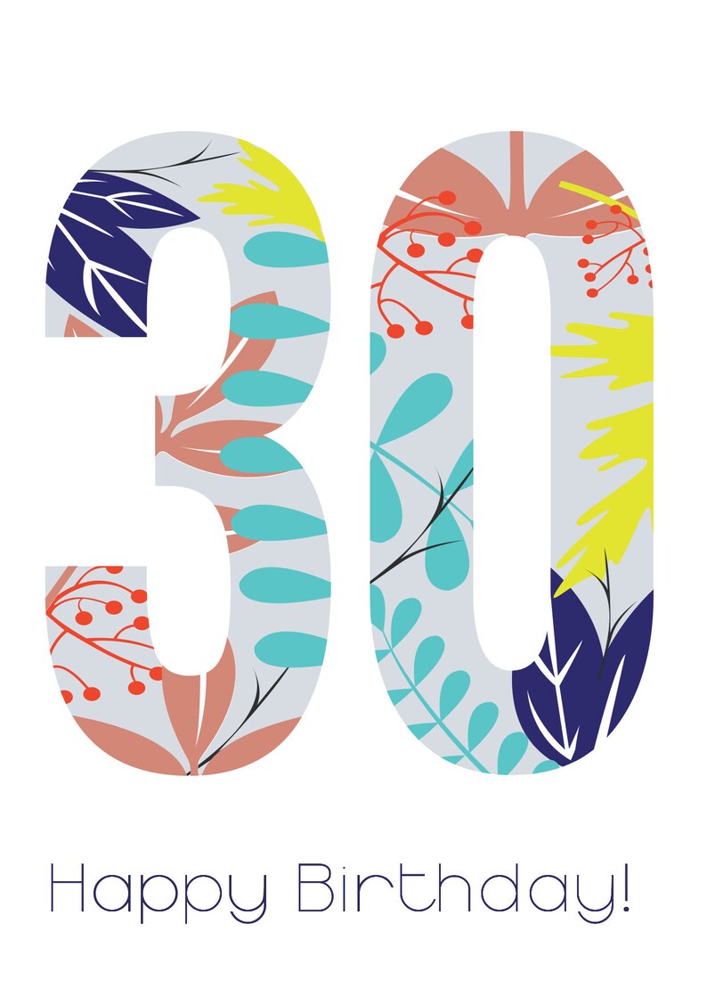 PRINTABLE Card Happy 30th Birthday Jungle Print Downloadable - Etsy