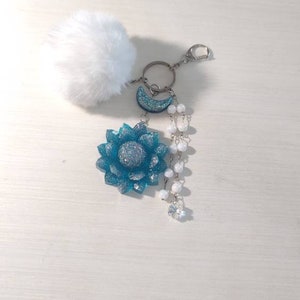 Handmade Sailor moon silver crystal lotus handbag key chain pompom Fairy kei galaxy handbag keychain Kawaii kpop 80&#39;s pendant Free Ship US*