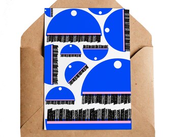 Blue Brushes Card, A6 | Table Brush Hardware Shop Graphic Utility Pattern