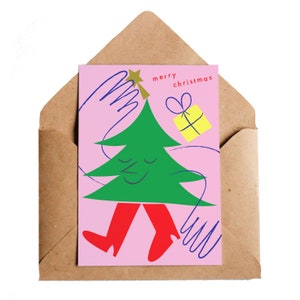 Christmas Card Dressing Tree Merry Christmas A6 image 1