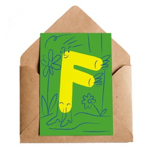 Buchstabe F | Alphabet Karten | Initialen Monogramm Namen | Illustrierte Karten | Grafikdesign Karten | ABC | F Namen | Blüten