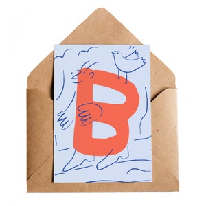 Buchstabe B | Alphabet Karten | Initialen Monogramm Namen | Illustrierte Karten | Grafikdesign Karten | ABC | B Namen | Vogel Tiere
