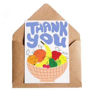 Grazie Frutta / Biglietto d&#39;auguri A6 / Ceramiche di Frutta da Cucina / Amanti del Cibo / Biglietto di ringraziamento / Biglietti Illustrati