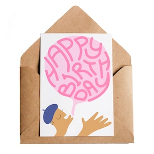 Cartão de Aniversário Bubblegum, A6 | Aniversário do Hubba Bubba | Cartão Divertido para um Amigo