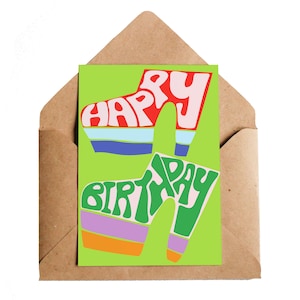 Biglietto di auguri di compleanno con stivali, formato A6 / Ballo groovy disco anni '70 / Scarpe con la zeppa regalo per amico / Bowie Bolan Glam / Biglietto di auguri di compleanno con scarpe da festa retrò