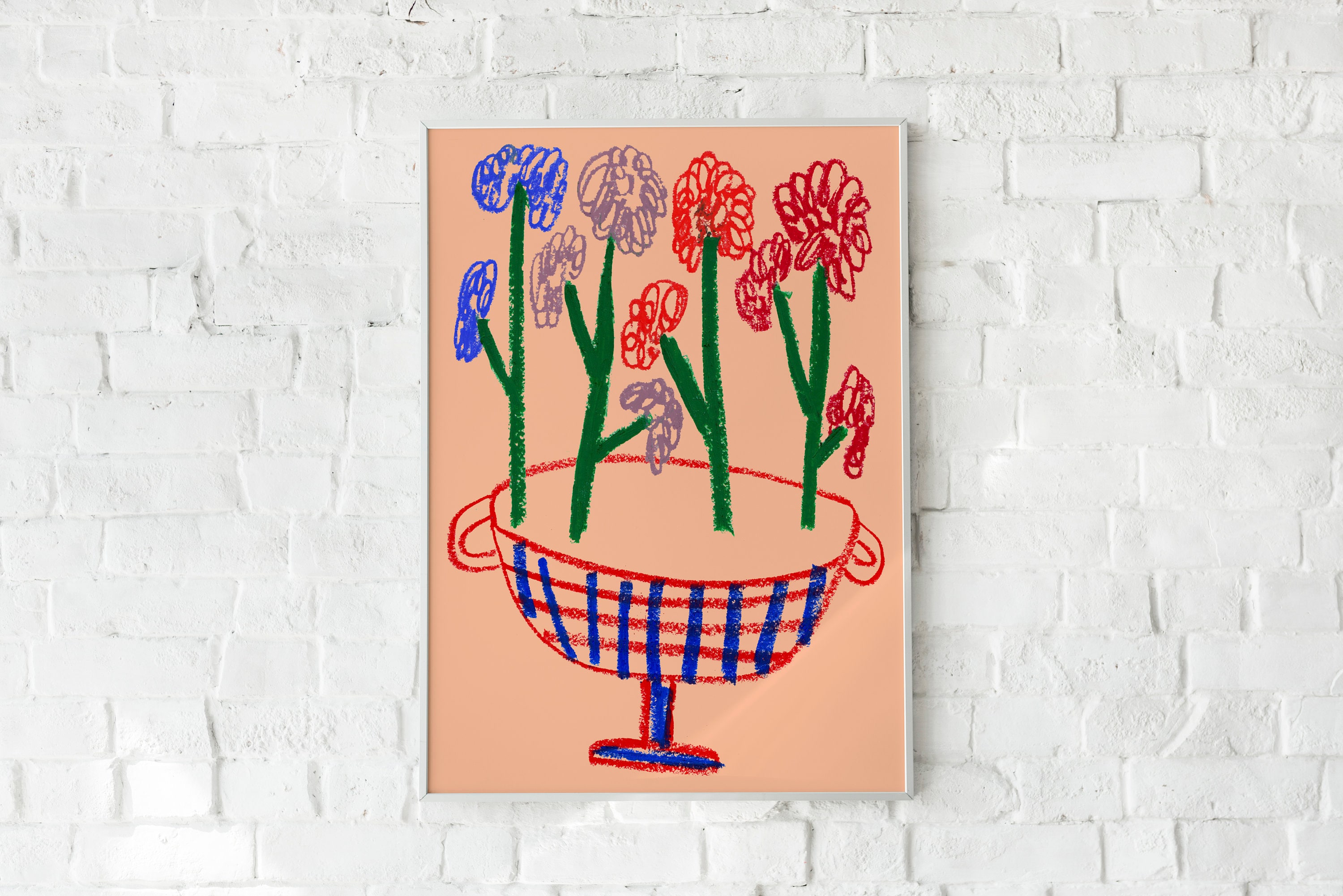 ブランドバッグ 人気ランキング2025 花瓶と花のパステル画アートインテリア三々サイズ （花瓶の花 絵画