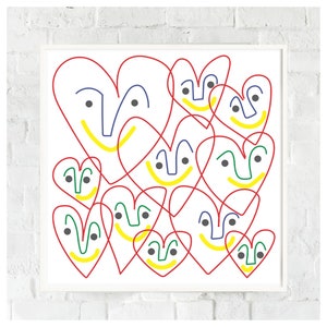 Happy Hearts Fine Art Print For Him For Her Love Friendship Positivity Wall Decor Interiors Valentines & Galentines image 3