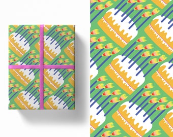 Birthday Cake | Luxury Gift Wrap Sheet | Large Size B2 | Birthday Wrap | Baking Candles Celebration | Beautiful Printed Paper