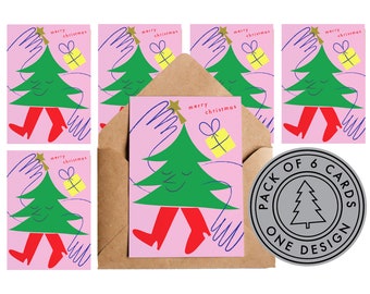 AGOTADO Paquete de 6 - Tarjetas navideñas - Feliz Navidad - Árbol de Navidad / Paquete de tarjetas / Paquete múltiple / Tarjetas navideñas