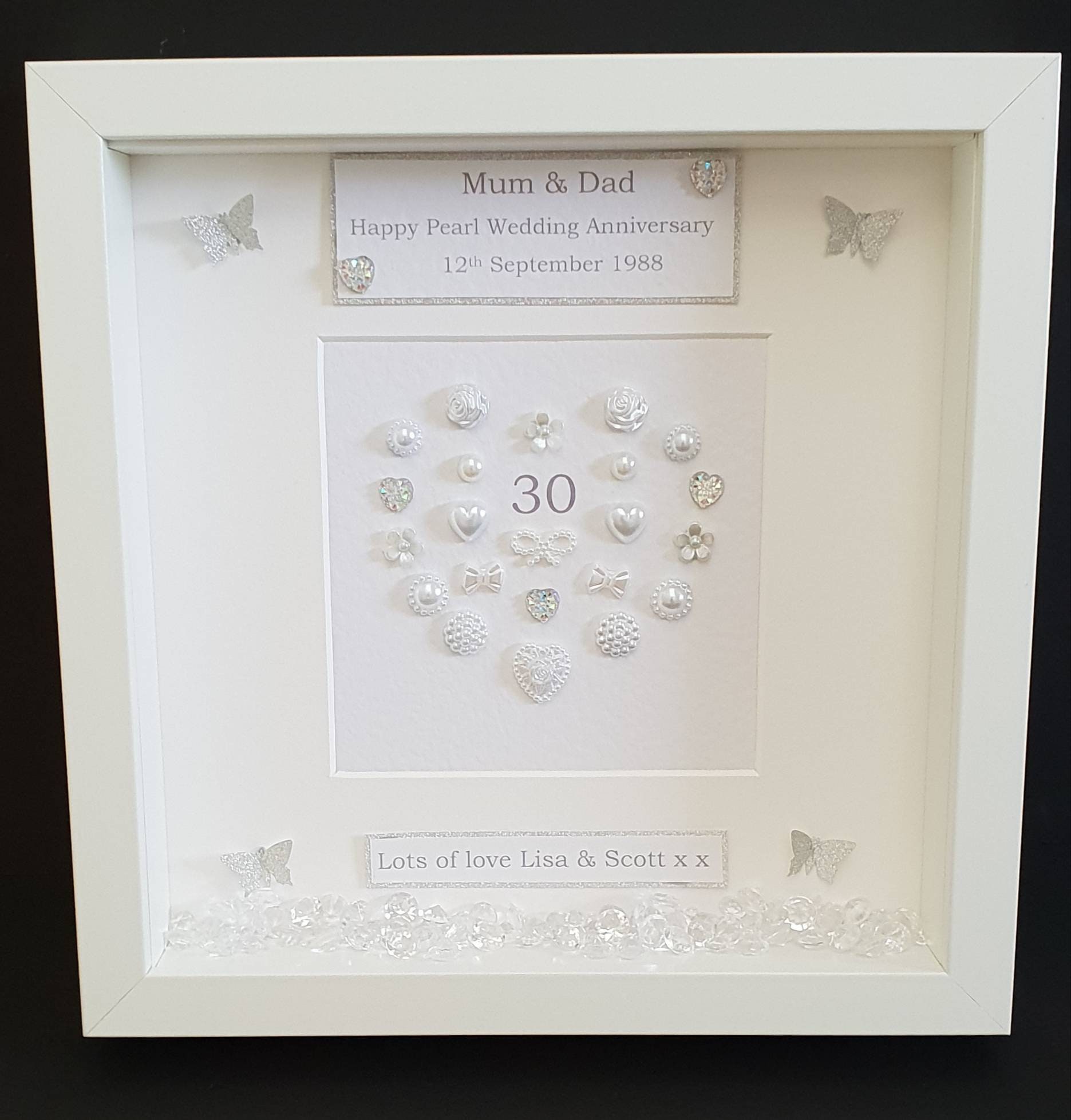 30th Pearl Wedding Anniversary Frame. Keepsake Gift. Etsy