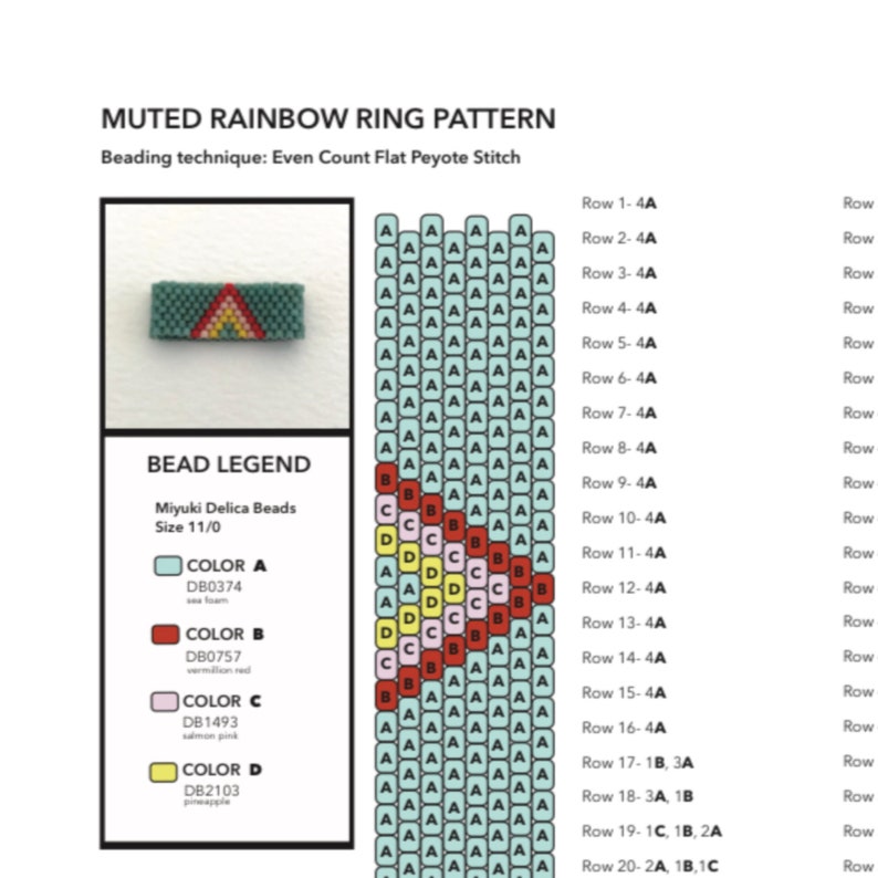 Peyote Stitch Ring Tutorial and 5 Patterns PDF | Etsy