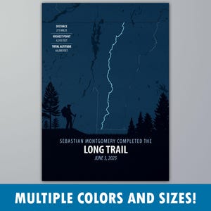 Long Trail-posterafdruk | Gepersonaliseerd wandelcadeau | Aangepaste routekaart | Cadeau voor outdoorliefhebber