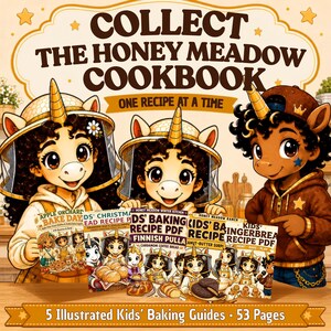 Pacote de Receitas de Bolos e Doces para Crianças | 5 PDFs Ilustrados de Culinária Familiar | Natal, Pão Finlandês, Biscoito de Gengibre, Maçã e Biscoitos