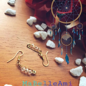 Mini safety pin dangle earrings